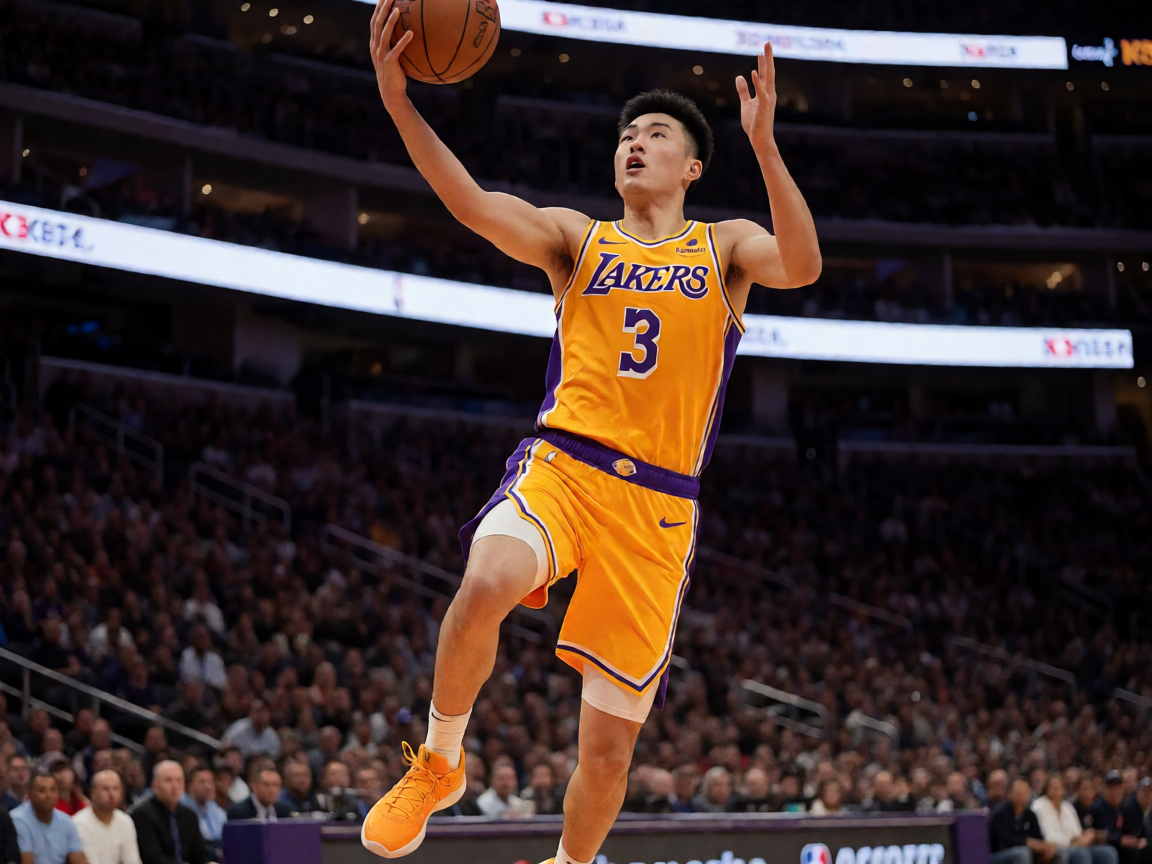 NBA常规赛中球员突破上篮的精彩比赛瞬间